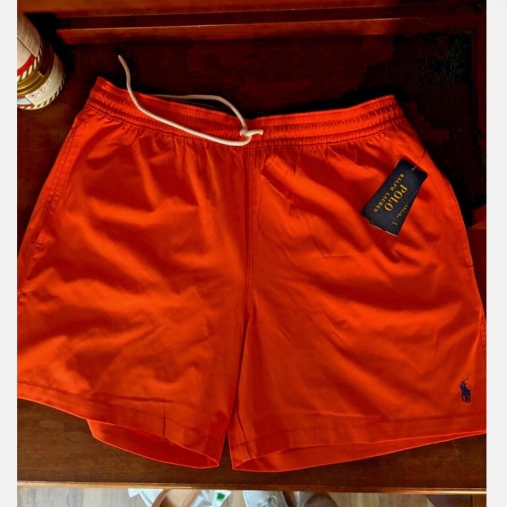 NWT MENS POLO RALPH LAUREN traveler swim trunks x-large orange